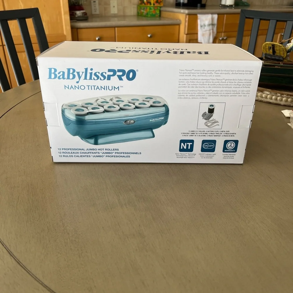 BaByliss Nano Titanium Jumbo Hot Rollers - Teal and White